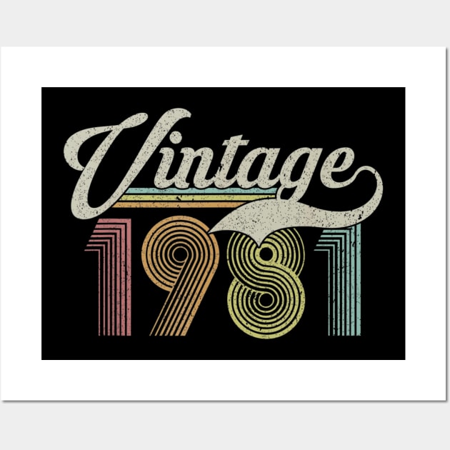 39 Years Old Vintage Retro Classic 1981 39th Birthday Gifts Wall Art by bummersempre66